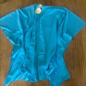 Turquoise Open Front Kimono Swim Cover Up Lightweight Beach Wrap One Size